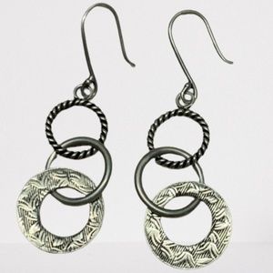 SILPADA-Sterling Silver Textured 'Triple Threat' Three Circle Earrings W1616